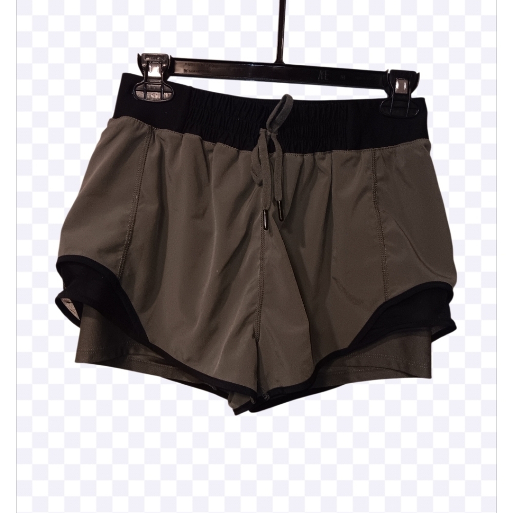 MPG Running Size S Olive Green Black Athletic Shorts Zip Pocket Drawstring Mesh